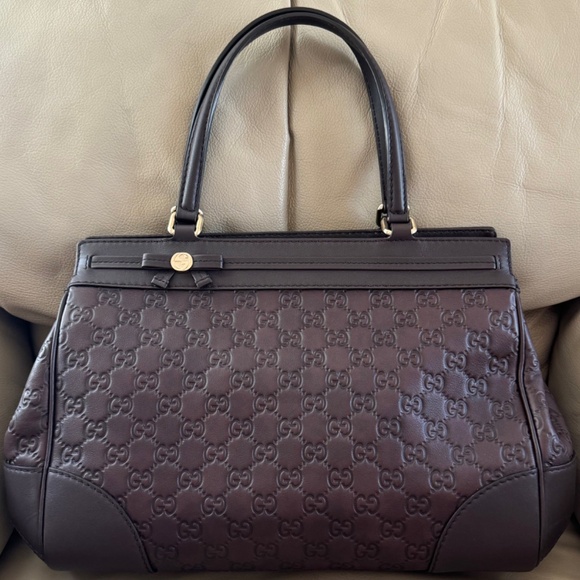 Gucci Handbags - Authentic Gucci Mayfair Bow Brown Guccissima Leather Top Handle Tote Bag